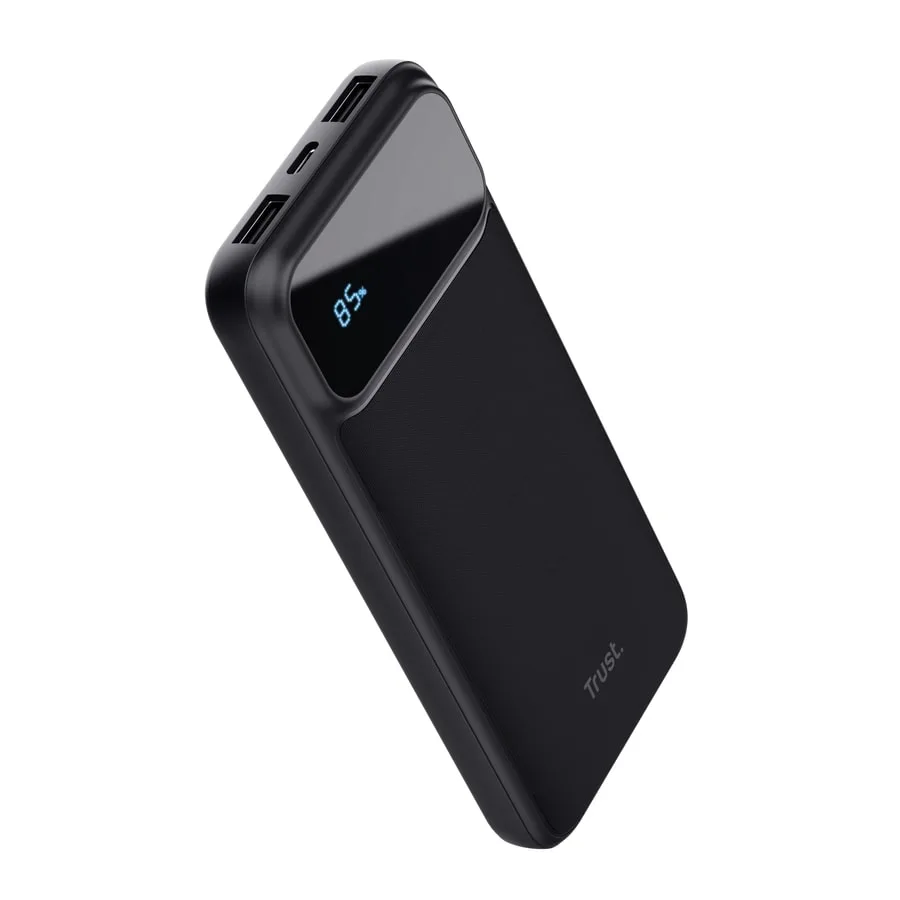 Акумулятор портативний літій-іонний power bank Trust Avala, 10000мА·год, 2хUSB-A/USB-C, 20W, PD/QC 3.0, чорний