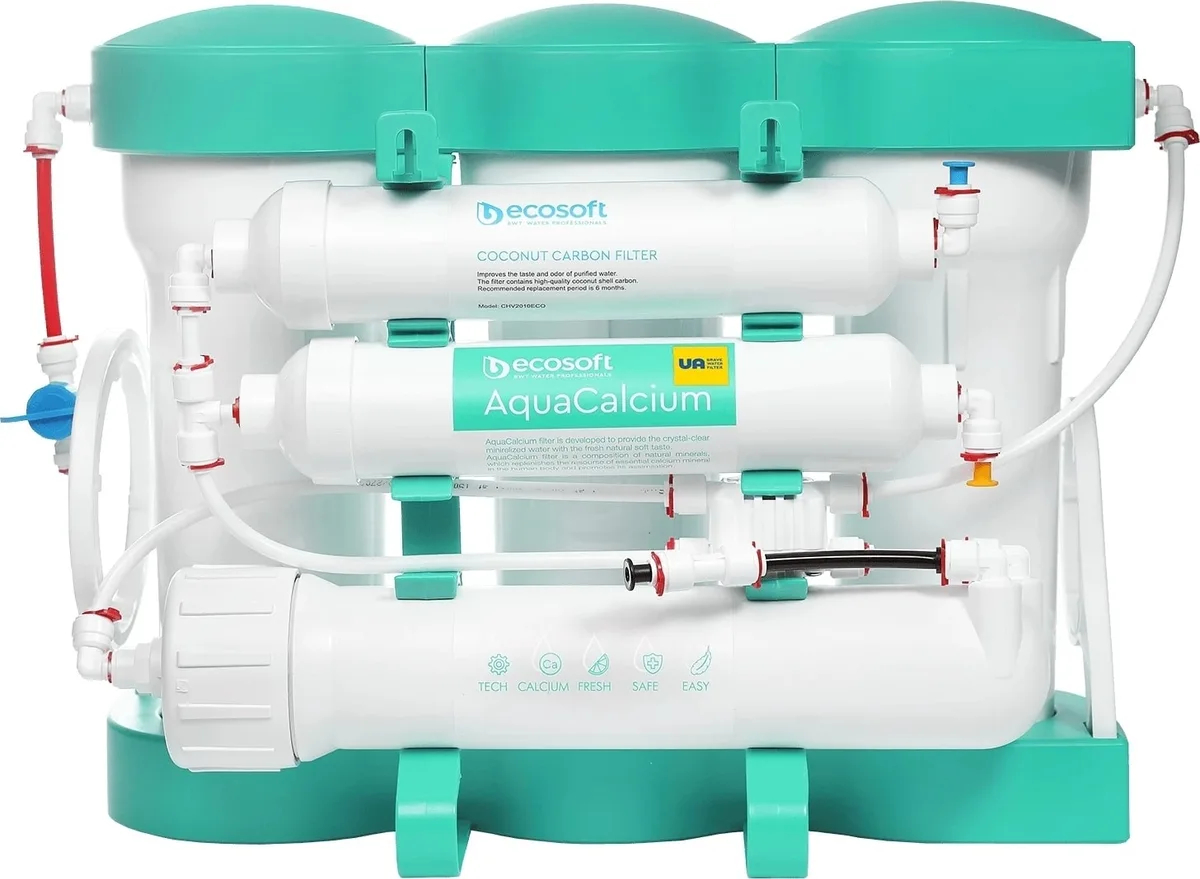 Фільтр зворотного осмосу Ecosoft P’URE AQUACALCIUM Mint, мембрана 75gpd DuPont, картридж AquaCalcium для збагачення води.