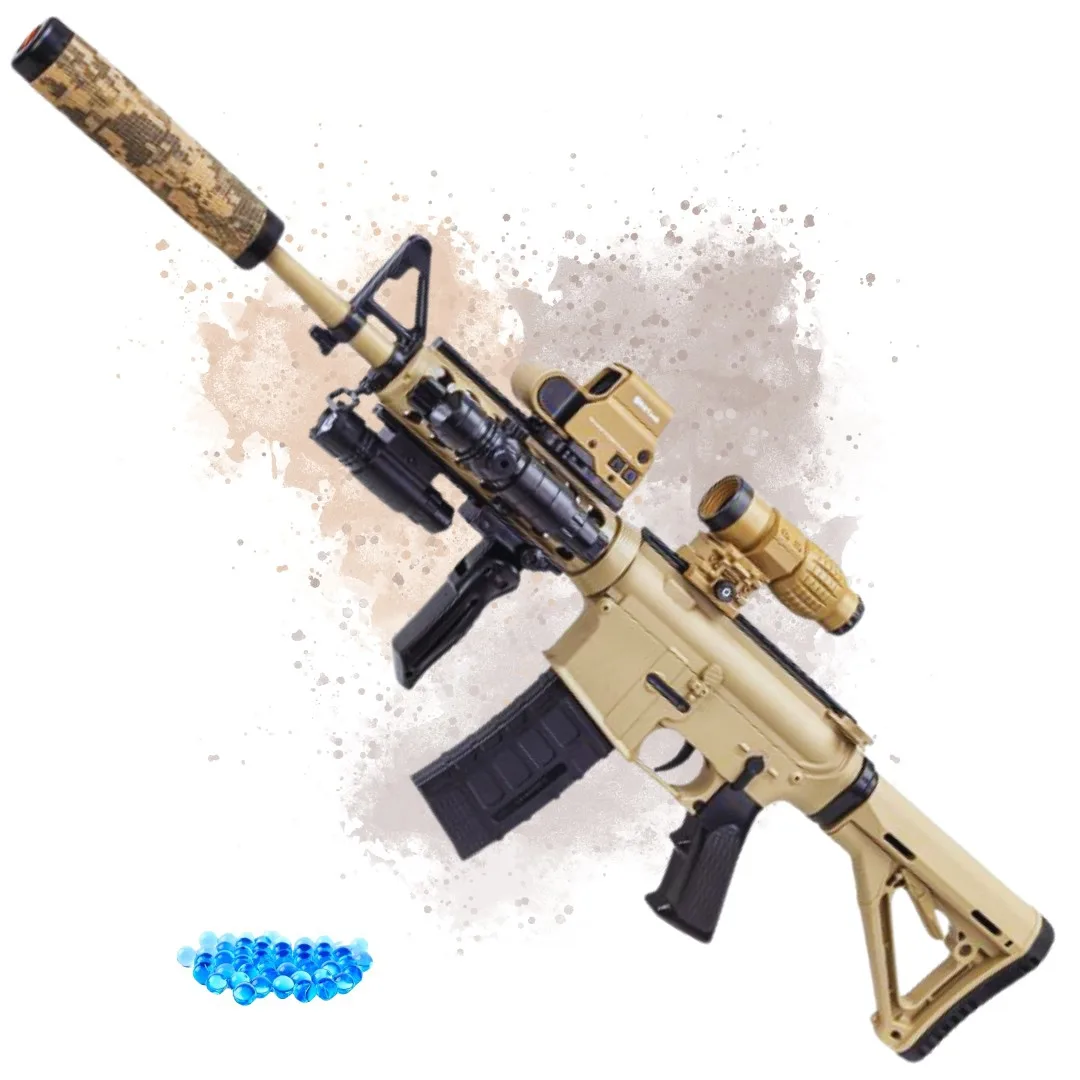 Детский гелевый автомат M4A1 96 см с голографическим прицелом пластик черный