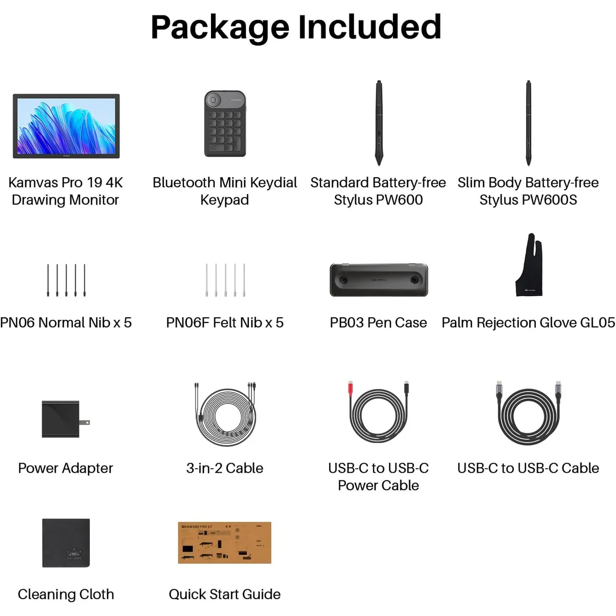 Графический монитор Huion 19" Kamvas Pro 19, 4K, USB-C х2, 3.5 mini-jack, серый темный.