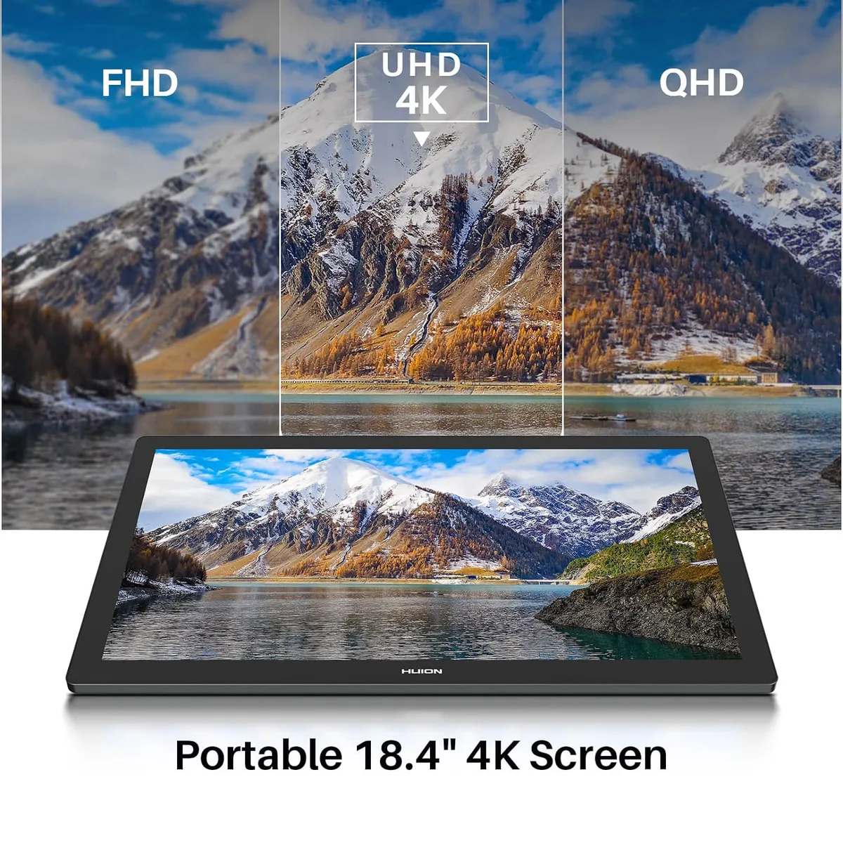 Графический монитор Huion 19" Kamvas Pro 19, 4K, USB-C х2, 3.5 mini-jack, серый темный.