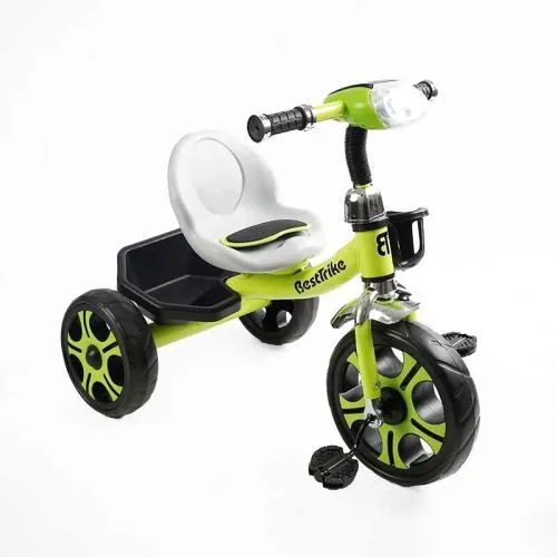 Велосипед трехколесный Best Trike с фарами и музыкой для детей с корзиной и стальной рамой