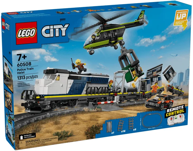 Конструктор LEGO City електричний потяг 5 мініфігурок 3 вагони з пластика