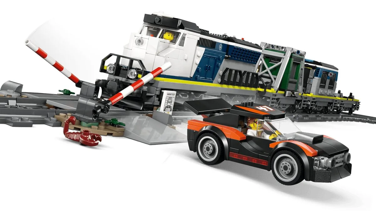 Конструктор LEGO City електричний потяг 5 мініфігурок 3 вагони з пластика