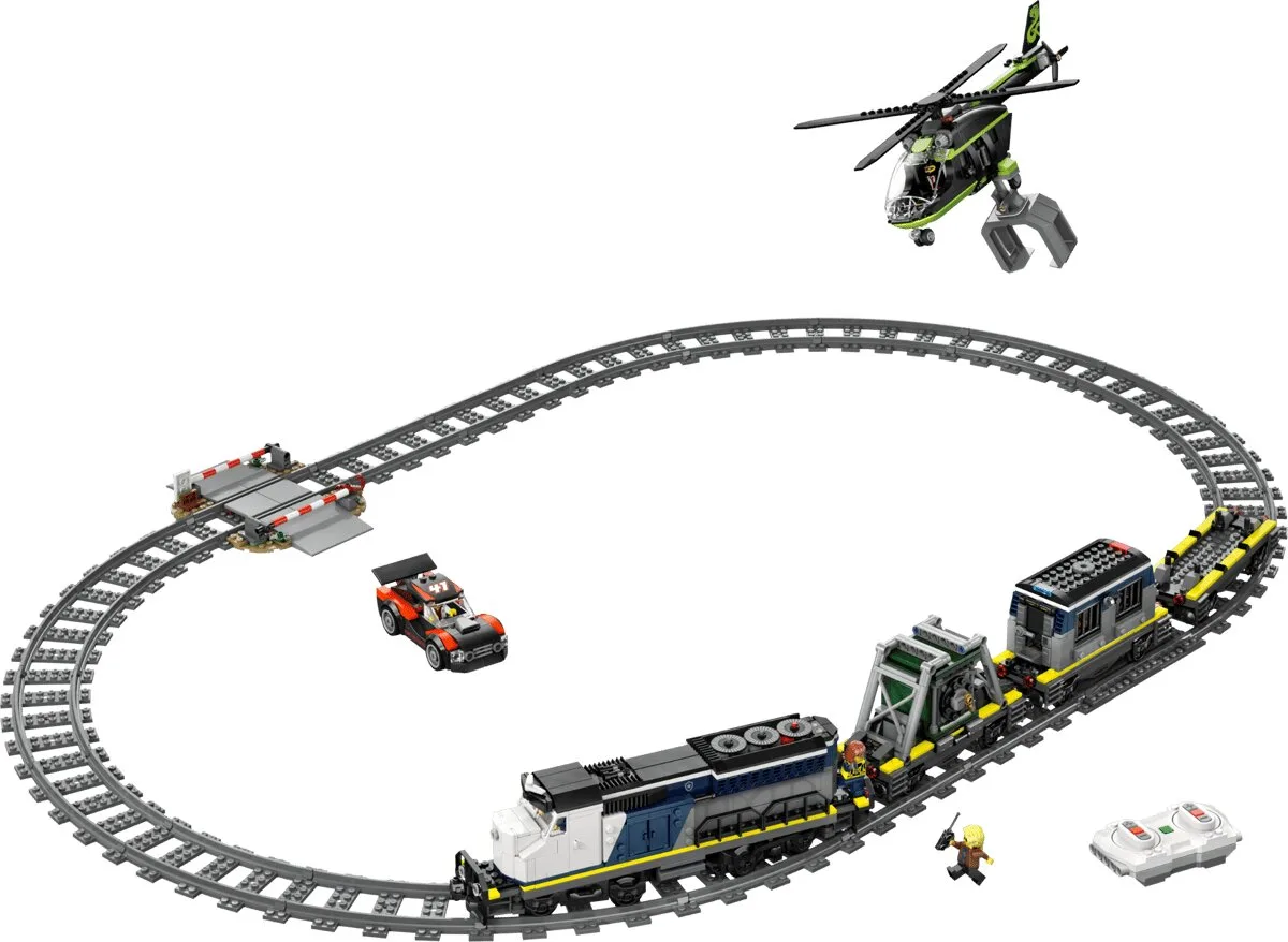 Конструктор LEGO City електричний потяг 5 мініфігурок 3 вагони з пластика