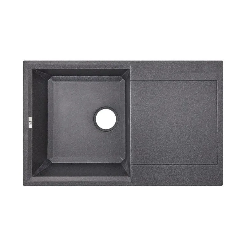 Кухонная мойка Lidz BLA-03 790x495 мм черная искусственный камень с крылом и сифоном