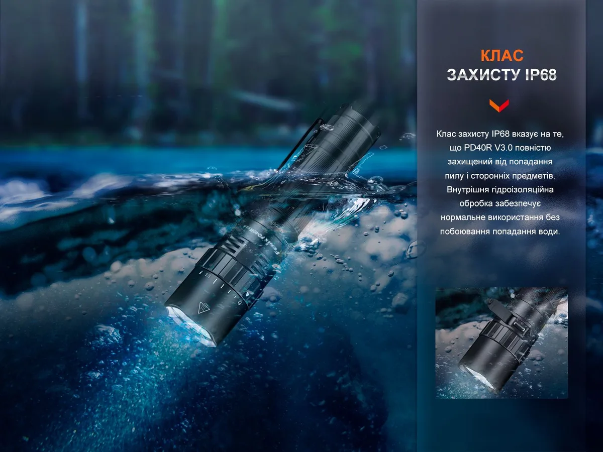 Ручной фонарь Fenix алюминиевый 143х34х26 мм черный 3000 лм
