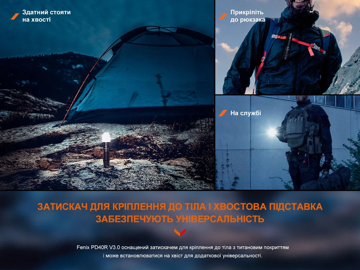 Ручной фонарь Fenix алюминиевый 143х34х26 мм черный 3000 лм