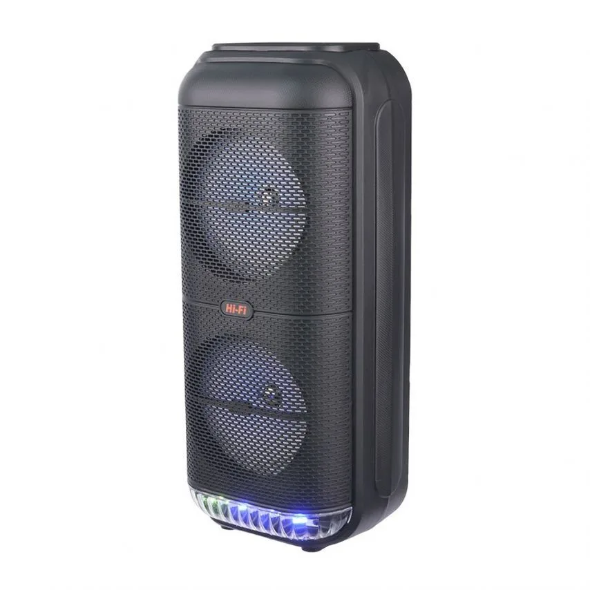 Портативна колонка Bluetooth 9W пластик 165 мм Чорна з караоке та підсвічуванням