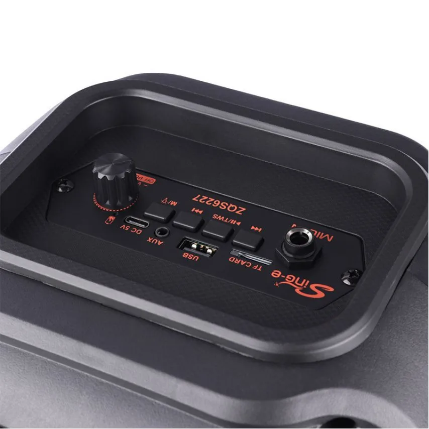 Портативна колонка Bluetooth 9W пластик 165 мм Чорна з караоке та підсвічуванням