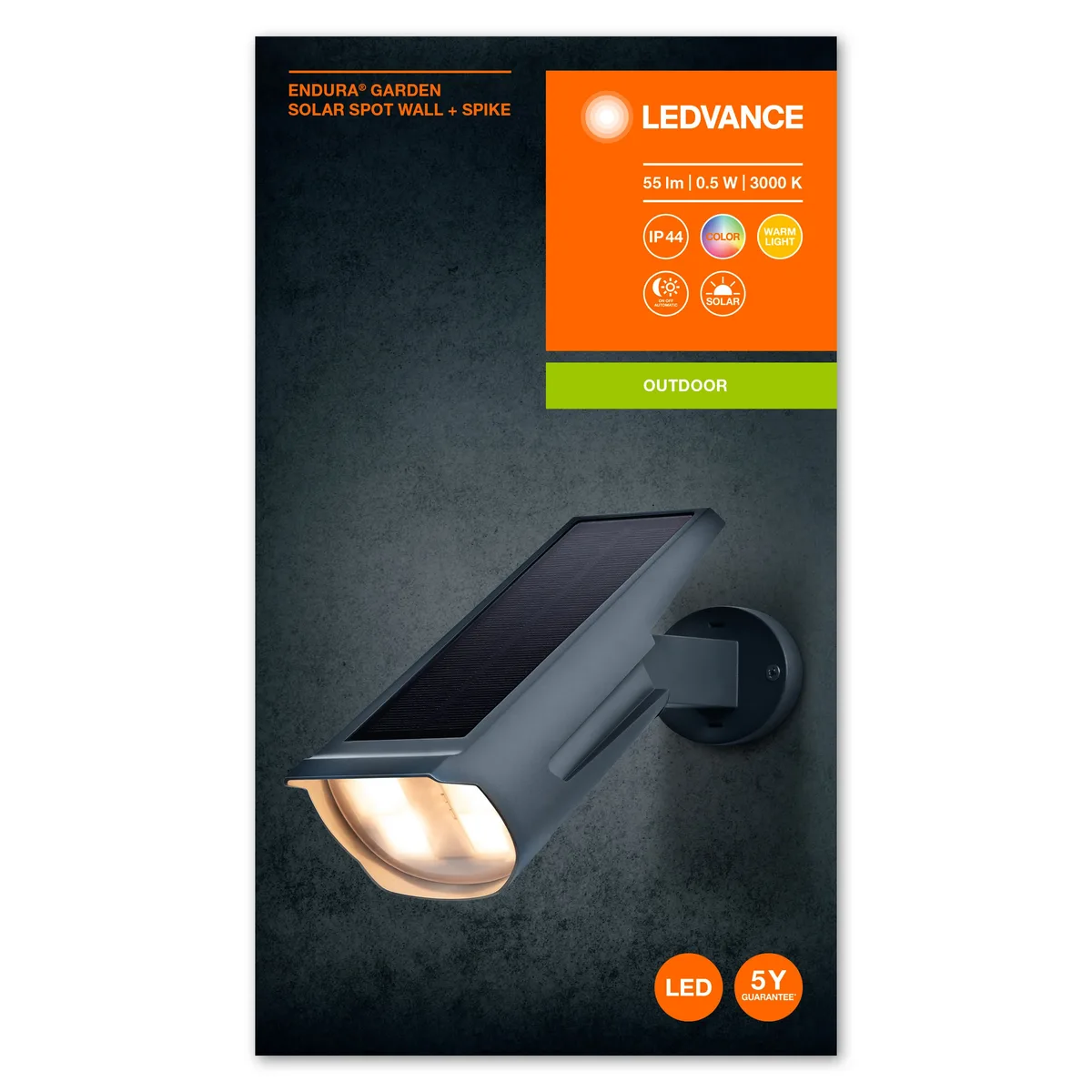 Автономный светильник LEDVANCE ENDURA GARDEN SOLAR SPOT RGBW 0.5Вт 3000К 55Лм IP44 черный.