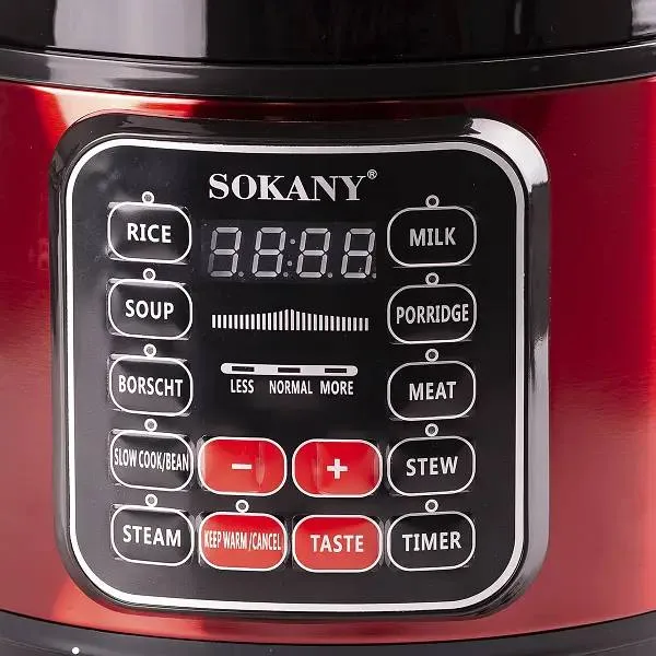 Мультиварка електрична Sokany нержавіюча сталь 5 л червона 1000 Вт антипригарне покриття