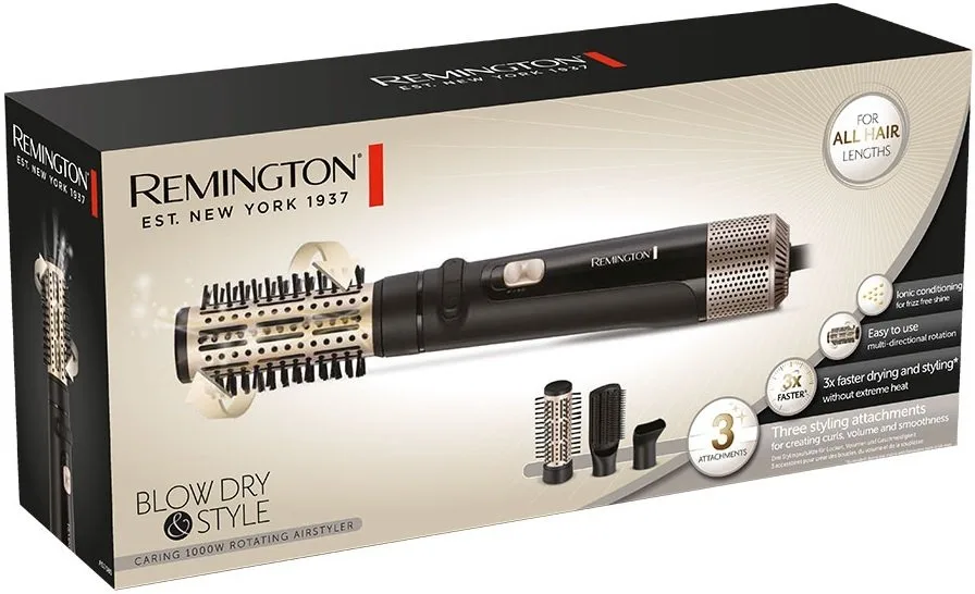 Фен-щітка Remington керамічна 1000Вт чорна з іонізацією та обертанням насадки
