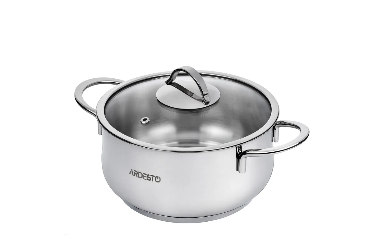 Каструля з прозорою кришкою ARDESTO Black Mars, 2.3л, з нержавіючої сталі.