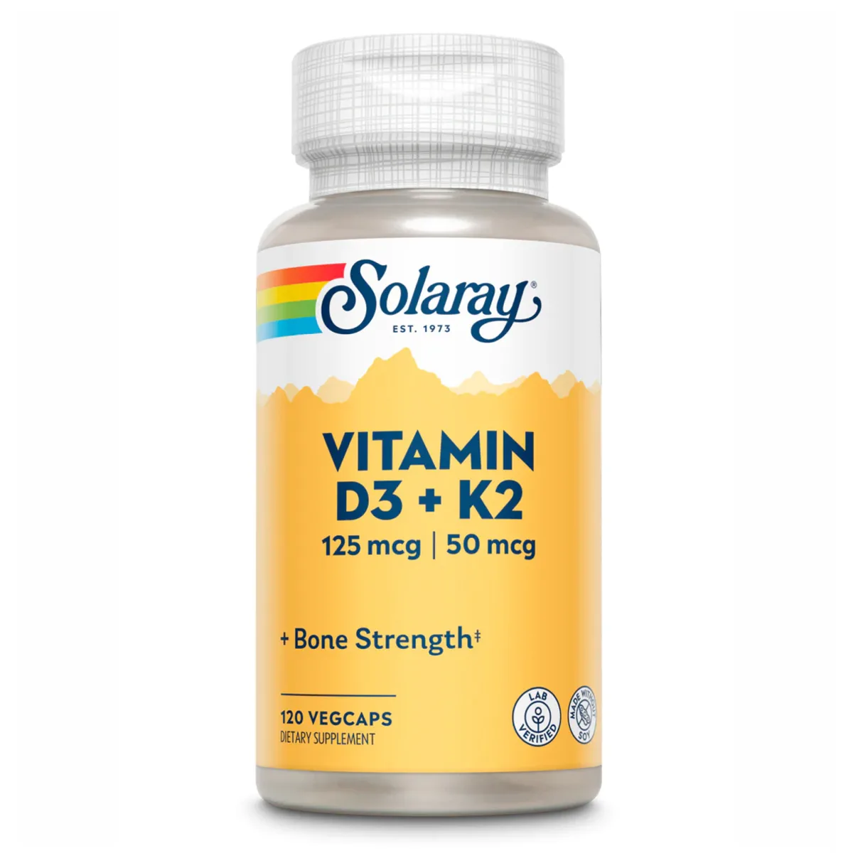 Vitamin D3 K2 5000IU 120 капсул Solaray для здоровья костей сердца иммунной системы