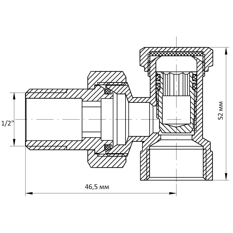Вентиль кутовий KR.902-Gi 1/2" латунь нікельована антипротечка сталевий