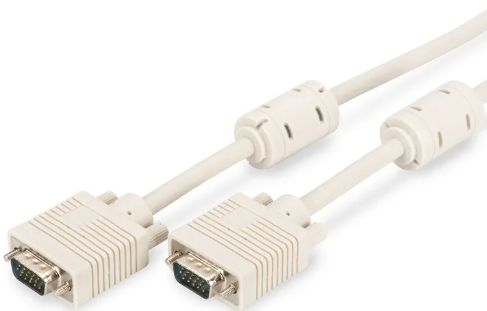 Кабель DIGITUS VGA (M/M), ферит, 5м, бежевий