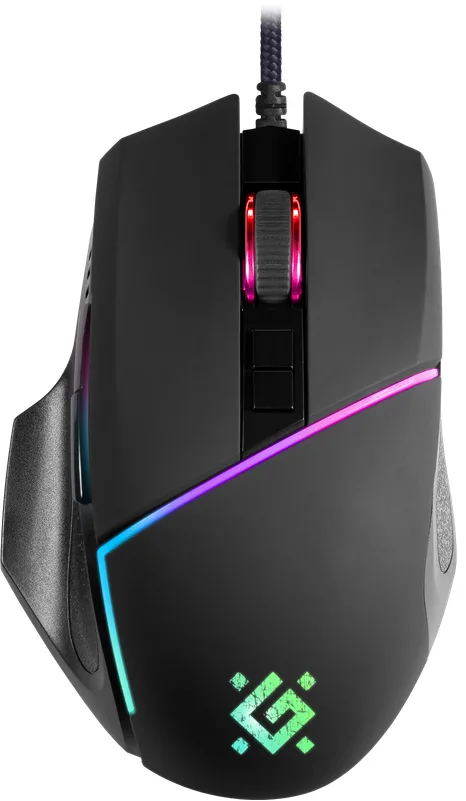 Миша Defender дротова оптична RGB 12800 dpi чорна 8 кнопок