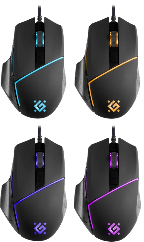 Миша Defender дротова оптична RGB 12800 dpi чорна 8 кнопок