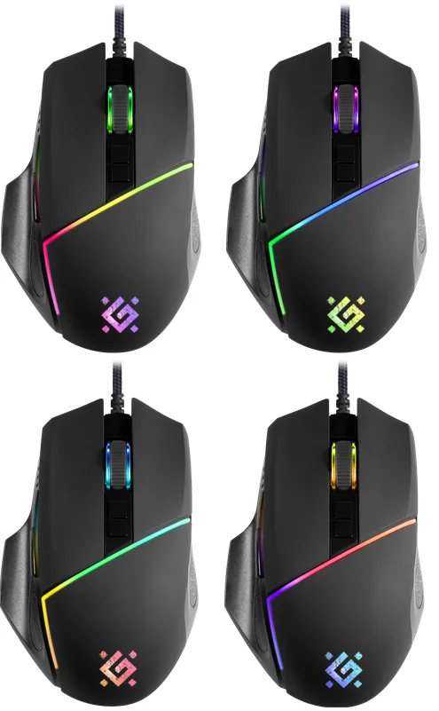 Миша Defender дротова оптична RGB 12800 dpi чорна 8 кнопок