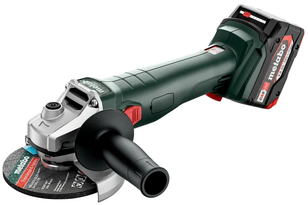 Аккумуляторная угловая шлифмашина Metabo W 18 L 9-125, 125 мм, 18В, 2x4А·час, 8500 об/мин, вес 23 кг