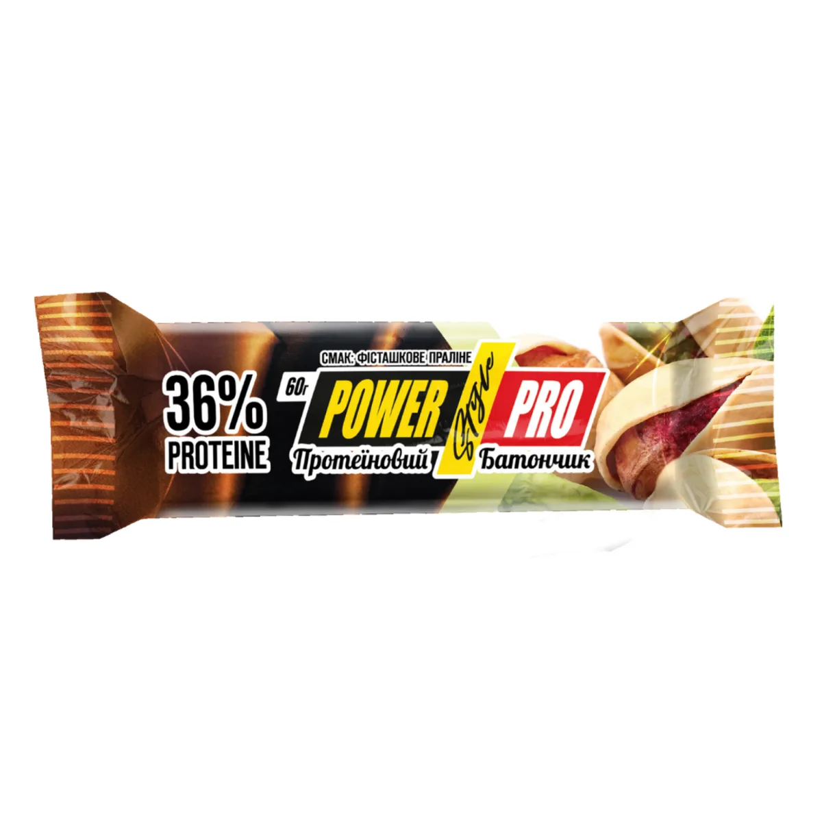 Протеїновий батончик Power Pro 60 г Нутелла Фісташкова праліне 36% білка