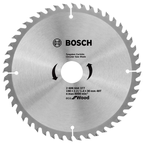 Диск пиляльний Bosch Professional Eco for Wood 190x2,2x30 48T для деревини ручна настільна пилка
