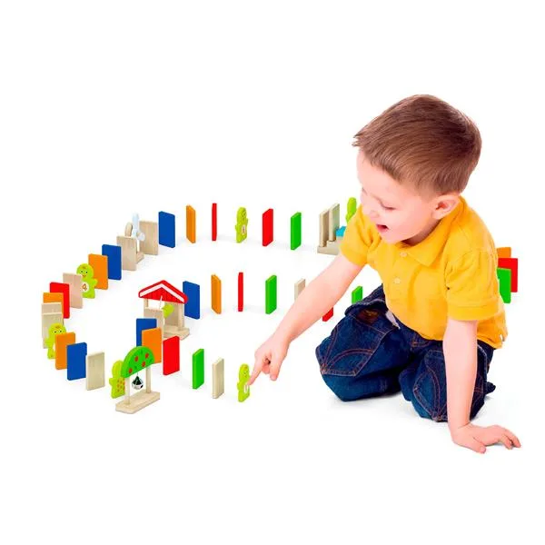 Дерев'яне доміно Viga Toys 116 елементів різнокольорове