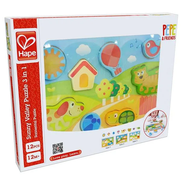 Деревянная рамка-вкладыш Hape 3 в 1 24х30 см Долина