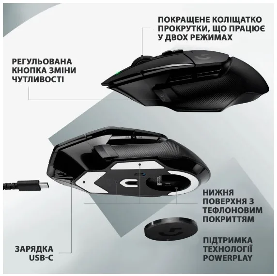 Миша Logitech оптична велика бездротова 100-25600 dpi чорна
