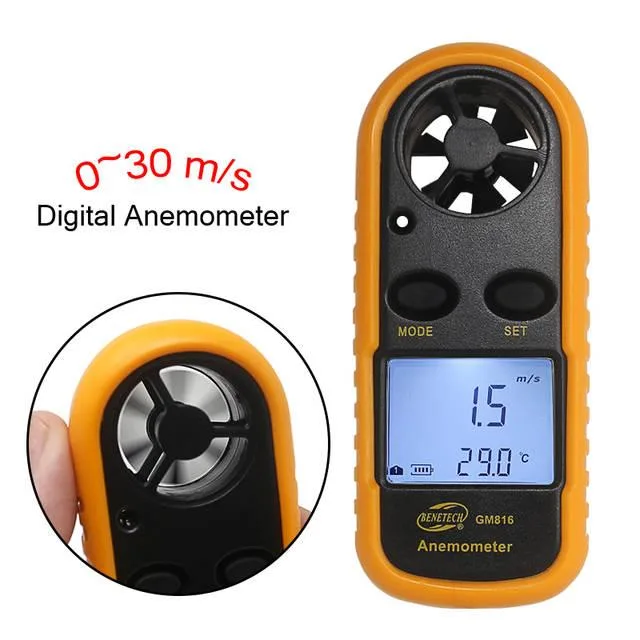 Цифровой анемометр Benetech GM816 0,1-30 м/с 105х40х15 мм Черный