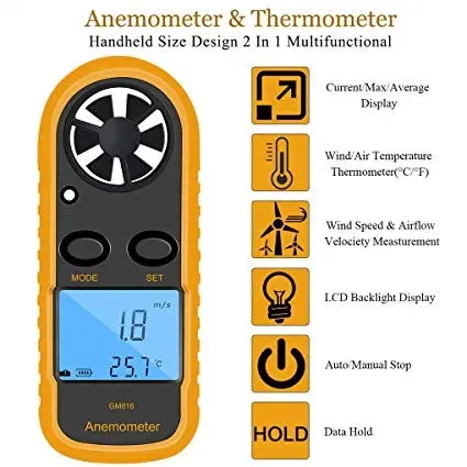 Цифровой анемометр Benetech GM816 0,1-30 м/с 105х40х15 мм Черный