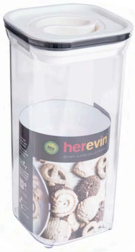 Контейнер HEREVIN пластиковий 1,5 л 10,7х10,7х22,5 см білий прямокутний