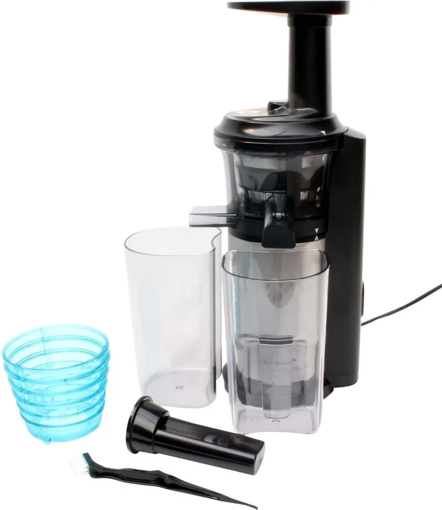 Соковыжималка Panasonic Viva Collection шнекового типа, 150 Вт, объем чаши 04 л, с пластиковыми и металлическими элементами, черного цвета