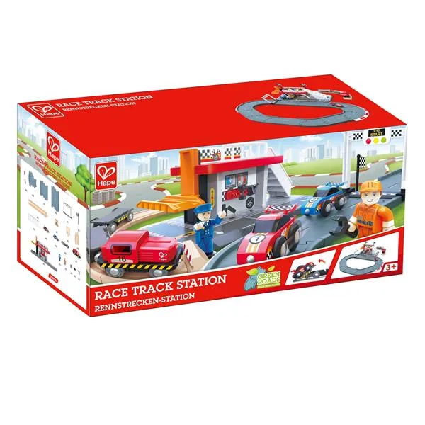 Гоночная трасса Hape деревянная 17х24х48 см разноцветная