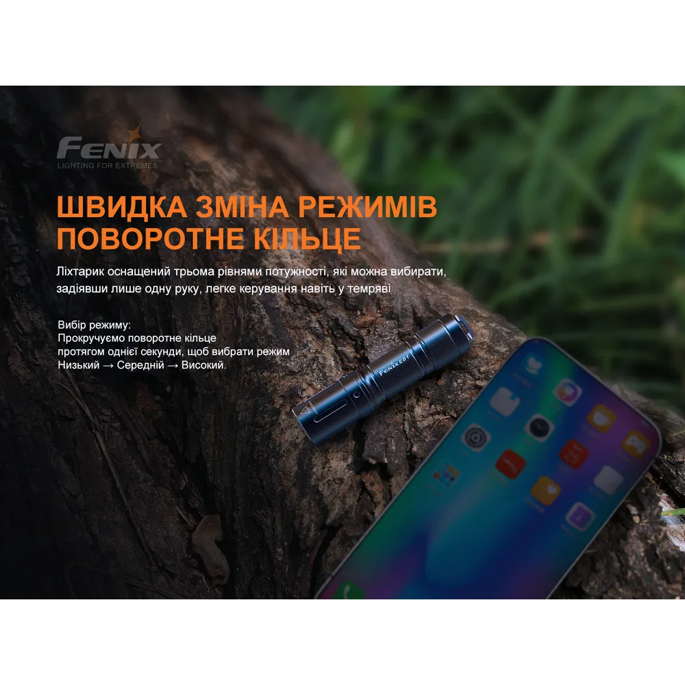 Ліхтар ручний Fenix алюмінієвий 67х14х15 мм блакитний