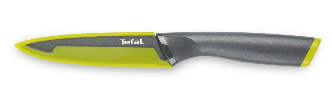 Універсальний кухонний ніж Tefal Fresh Kitchen, 12 см, з чохлом, нержавіюча сталь, пластик, сірий.