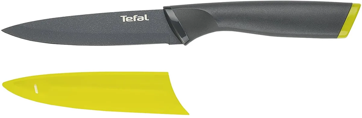 Універсальний кухонний ніж Tefal Fresh Kitchen, 12 см, з чохлом, нержавіюча сталь, пластик, сірий.
