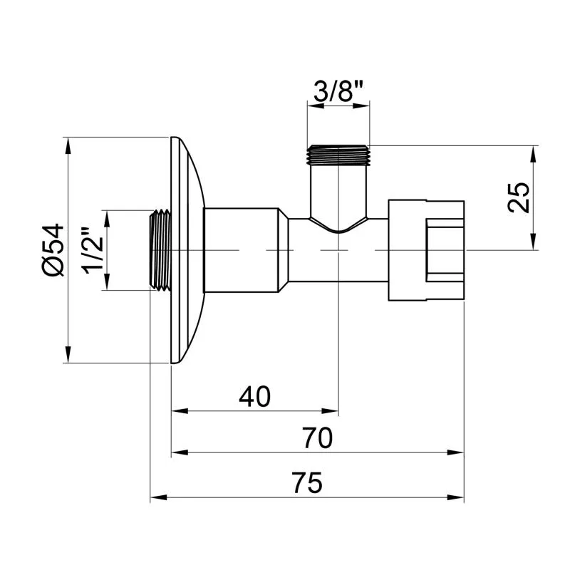 Кран приладовий ICMA 519 кутовий 1/2"x3/8" латунь хромований