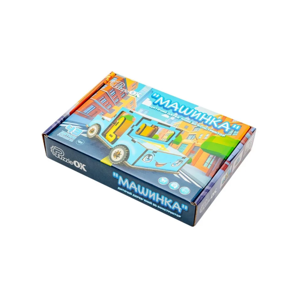 Дитячий дерев'яний 3D конструктор PuzzleOK ХДФ 43 деталі Багатоколірний