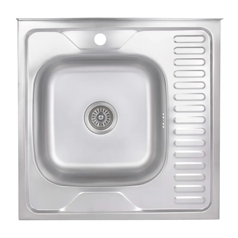 Кухонная мойка квадратная Brinex 6060-L 0,6 мм нержавеющая сталь 60х60 см сатин