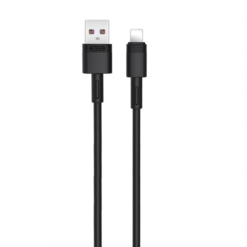 Кабель USB Lightning 5A 1м силіконовий чорний XO Quick Charge