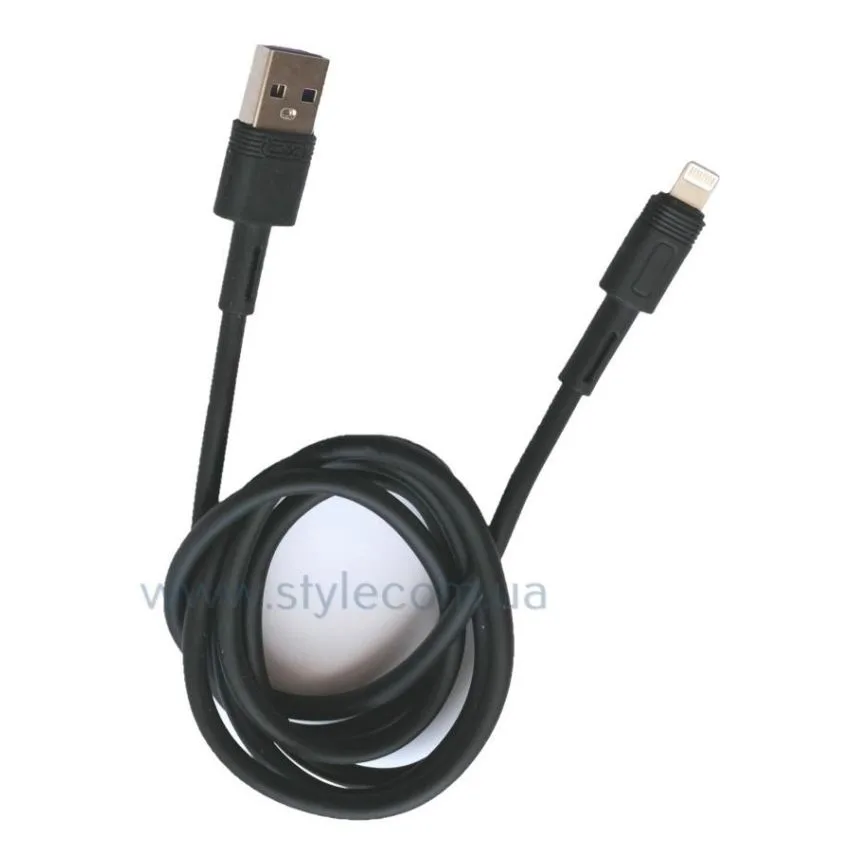 Кабель USB Lightning 5A 1м силіконовий чорний XO Quick Charge