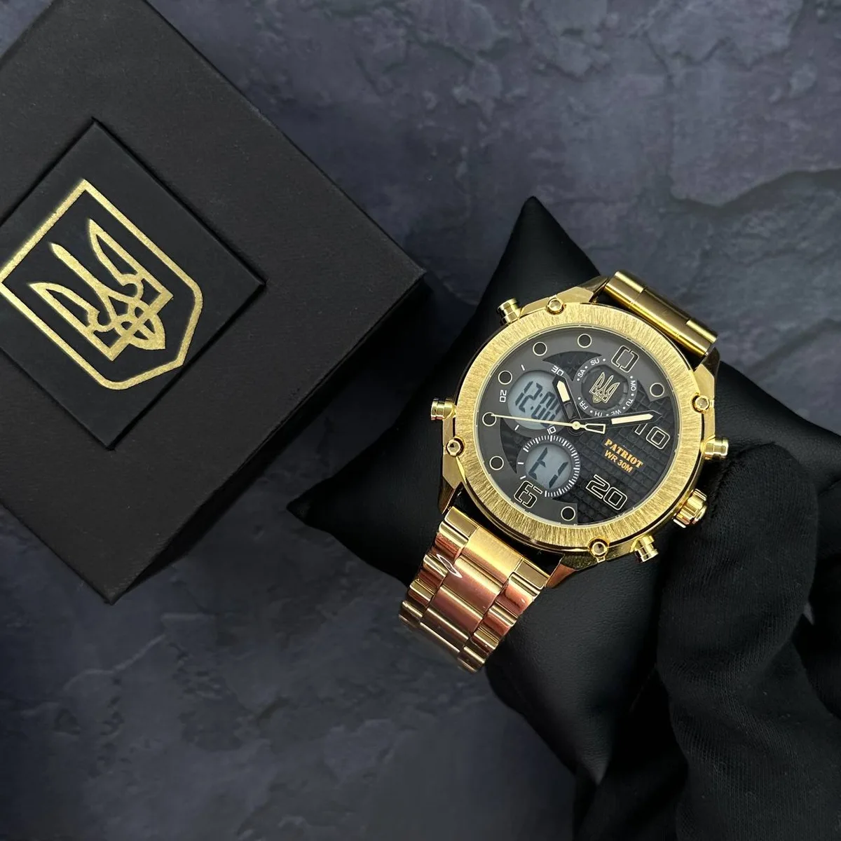 Наручні годинники Patriot нержавіюча сталь 30 м Gold-Чорні-Білі