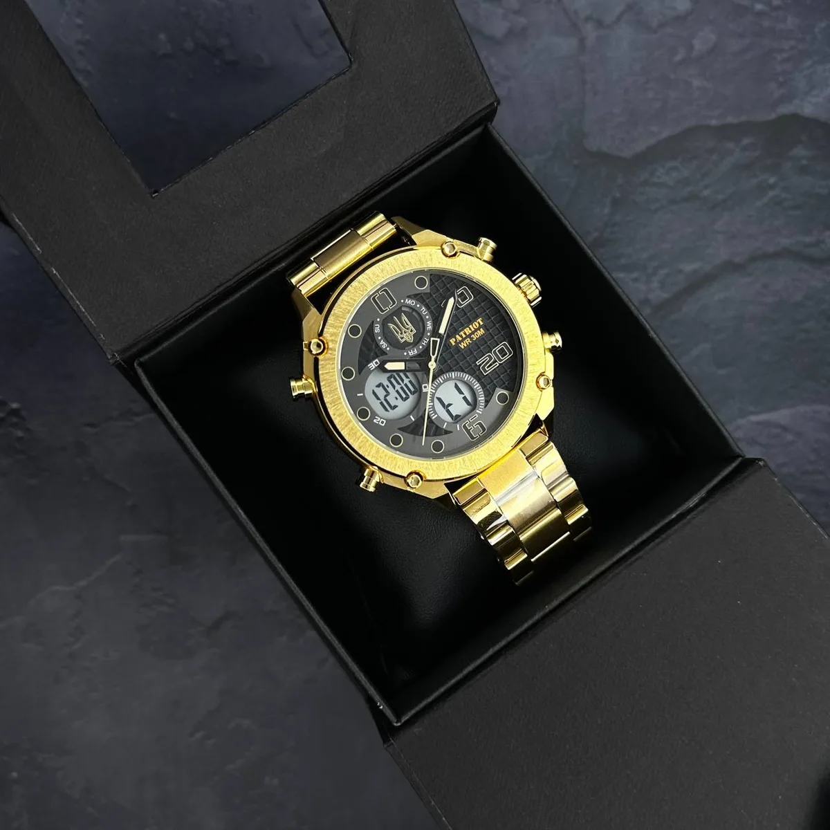 Наручні годинники Patriot нержавіюча сталь 30 м Gold-Чорні-Білі