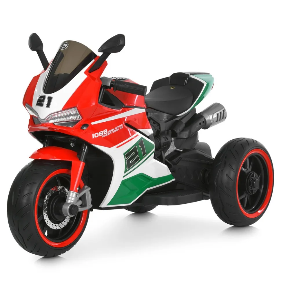 Електромотоцикл Bambi Racer штучна шкіра 1×12V 7AH до 30 кг червоний