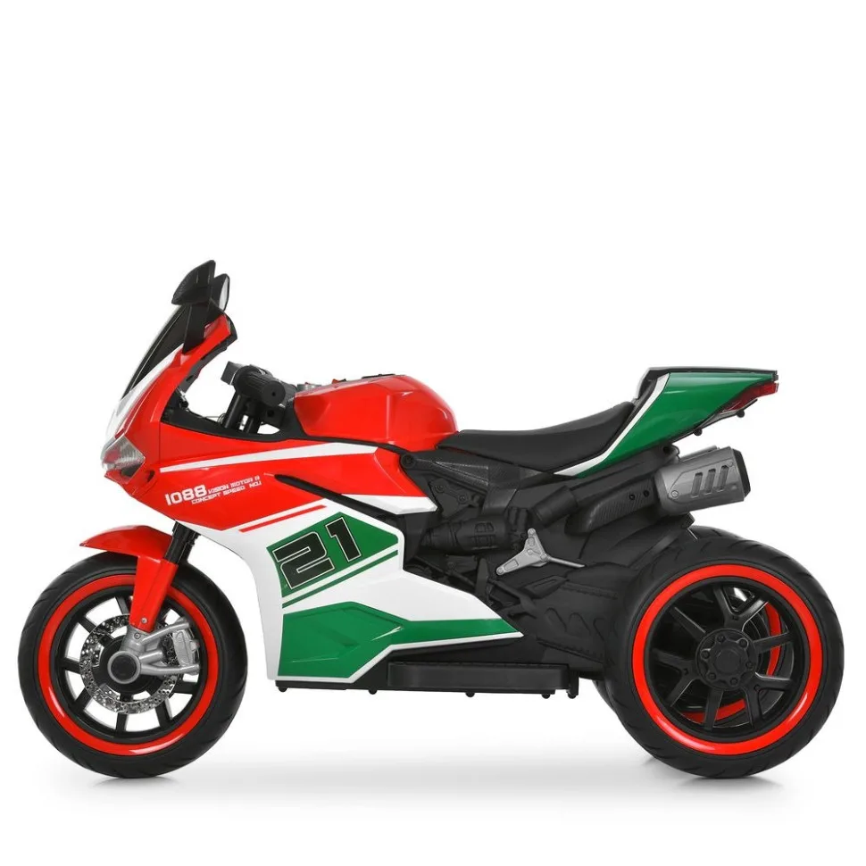 Електромотоцикл Bambi Racer штучна шкіра 1×12V 7AH до 30 кг червоний