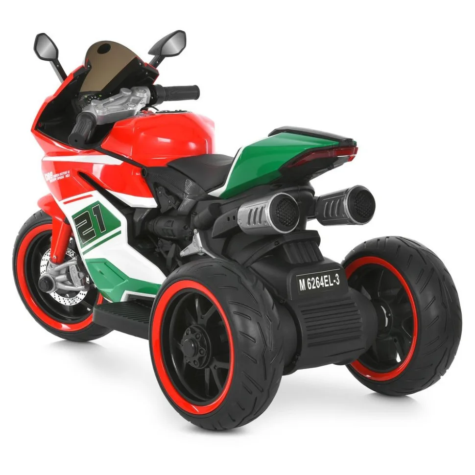 Електромотоцикл Bambi Racer штучна шкіра 1×12V 7AH до 30 кг червоний