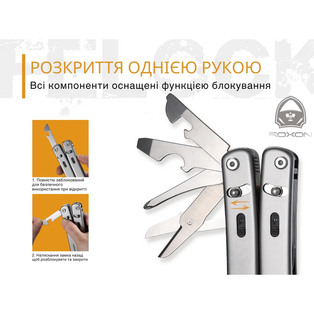Мультитул Roxon 18 функцій нержавіюча сталь 21х107х38 мм сріблястий