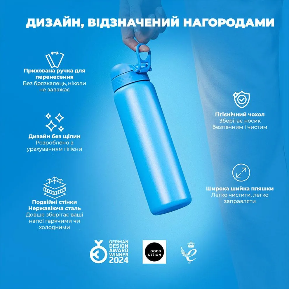 Бутылка для воды ION8 нержавеющая сталь 920 мл синяя вакуумная изоляция